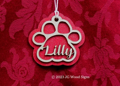 Dog Name Christmas Ornaments Gift Layered Wood JGWoodSigns Ornament Lilly-B6