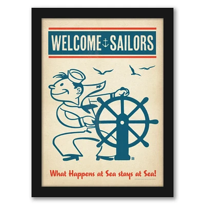 Cc Sailors Welcome by Anderson Design Group Black Framed Print - Americanflat