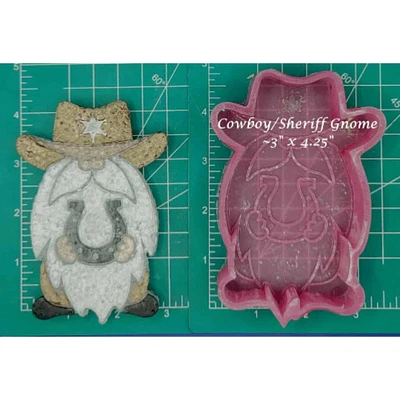 Cowboy or Sheriff Garden Gnome Silicone Freshie Mold