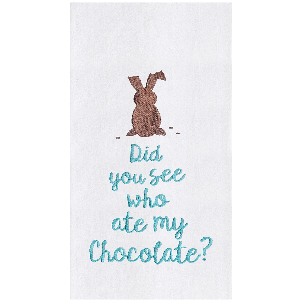 Ate My Chocolate Embroidered Cotton Flour Sack Kitchen Towel