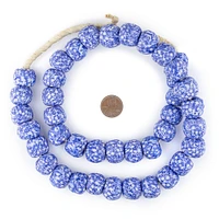 TheBeadChest Blue & White Fused Recycled Glass Beads (18mm)