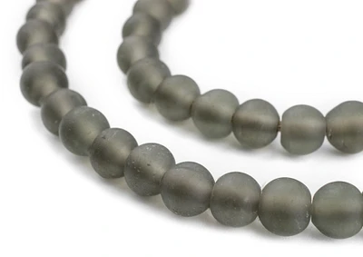 TheBeadChest Grey Frosted Sea Glass Beads 10mm Round Large Hole 24 Inch Strand