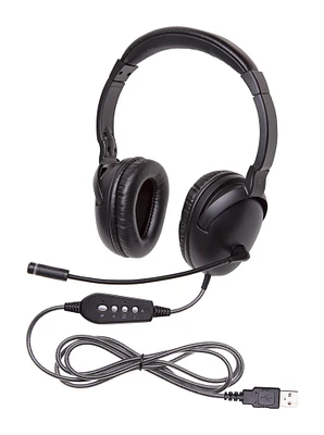 Califone NeoTech Plus 1017MUSB Premium, Over-Ear Stereo Headset with Gooseneck Microphone, USB Plug, Black