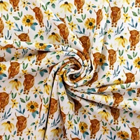 Sunflowers Highlander Cow Bullet Fabric