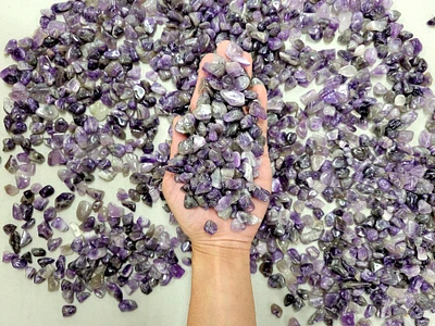 Drilled Tumbled Amethyst Crystal Chips