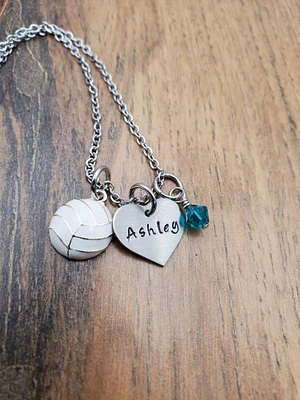 Hand Stamped Personalized Volleyball Gift for Girls, Volleyball Necklace, Club Team Gifts