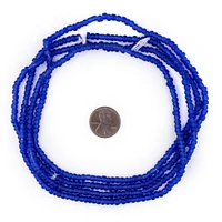 TheBeadChest Translucent Cobalt Blue Matte Glass Seed Beads (4mm) - 24 inch Strand of Quality Glass Beads