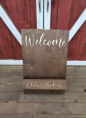 Personalized flower box welcome sign, A frame self standing, DIY wedding sign, wood wedding welcome sign, baby shower or bridal shower