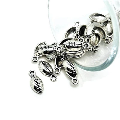 4, 20 or 50 Pieces: Small Silver Football Charms