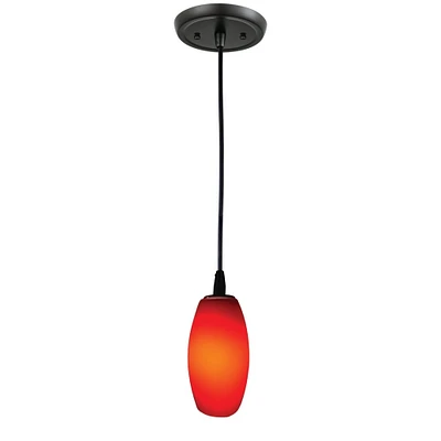 Elk Showroom 1-Light Pendant in Gloss Black with Vermillion Glass