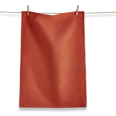 26"L x 18"W Classic Tangerine Cotton Waffle Weave Dishtowel Kitchen Towel Orange Machine Washasble