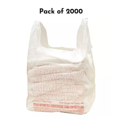 Thank You Plastic Small T-Shirt Carry-Out Bags, 7" x 5" x 15", T-shirt carry-out bags, designed for convenient and stylish retail experiences with customizable options for your brand's unique identity | MINA