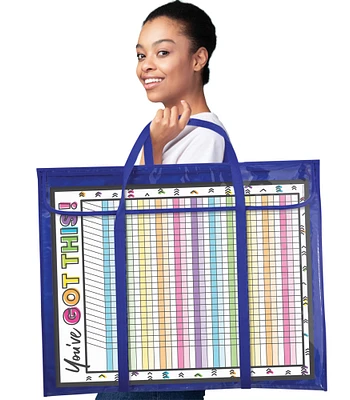 Carson Dellosa Deluxe Bulletin Board Storage Bag Pocket Chart, (24" x 30") Bulletin Board Holder, Large Organizer for Bulletin Boards, Charts, Calendars, Posters, Wall Art, and More