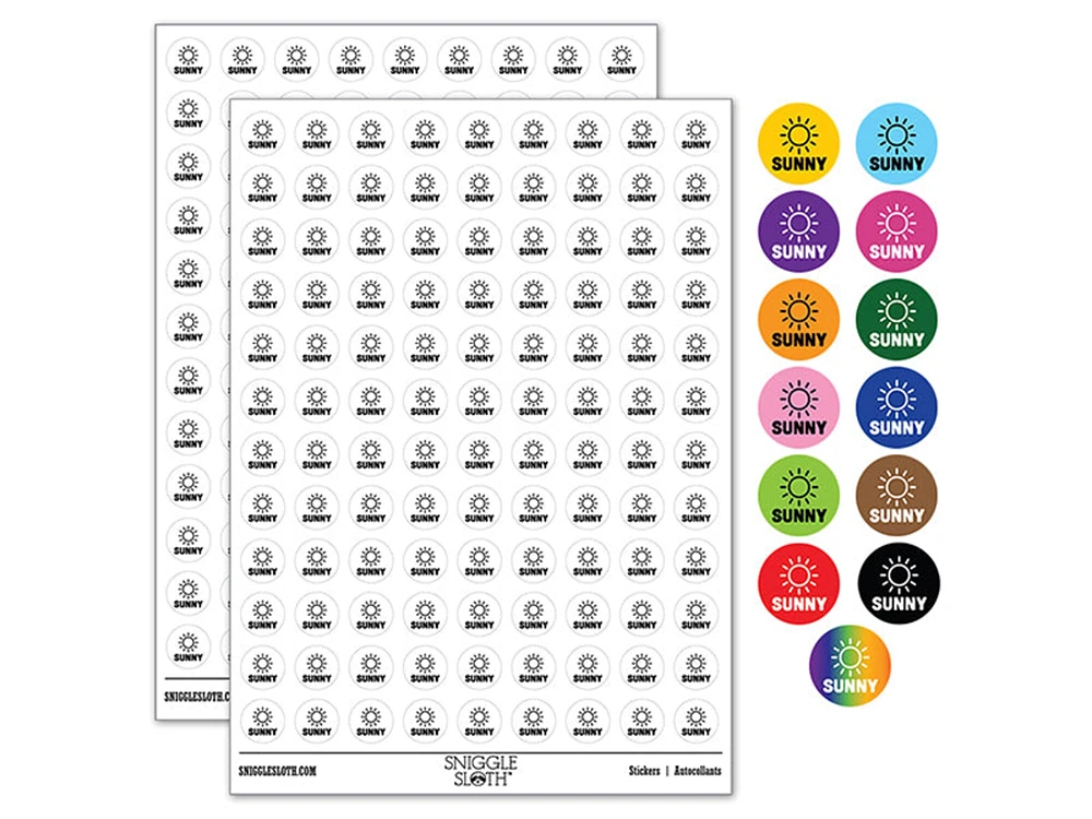 Sunny Weather Day Planner 0.50" Round Sticker Pack