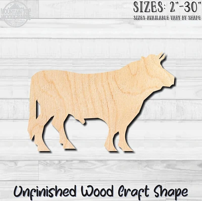 Bull Animal Unfinished Wood Shape Blank Laser Engraved Cutout Woodcraft Craft Supply ANI-005