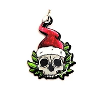 1, 4 or 20 Pieces: Creepy Christmas Skull with Santa Hat Charms - Double Sided