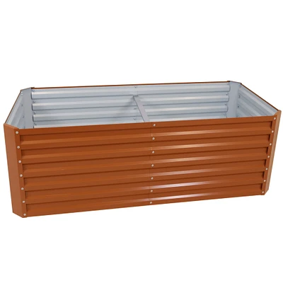 Sunnydaze Galvalume Steel Rectangle Raised Garden Bed - Brown - 71 in by