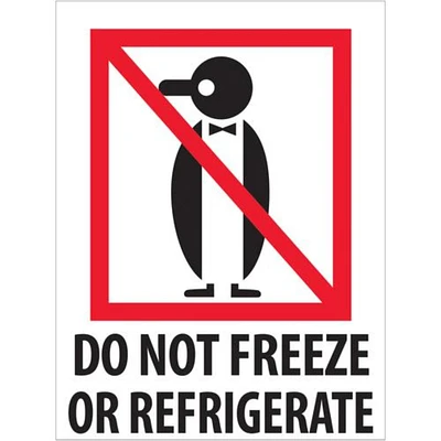 Tape Logic Labels, "Do Not Freeze or Refrigerate", 3" x 4", Red/White/Black, 500/Roll