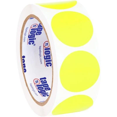 Tape Logic Inventory Circle Labels, /2", Fluorescent Yellow