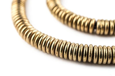Brass Heishi Beads - Full Strand of Fair Trade Beading Supplies - The Bead Chest (6mm, Brass)