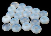 TheBeadChest Opalite Moon Beads 14mm, Set of 20 White Round Glass Large Hole