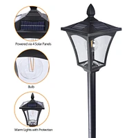 63" Outdoor Solar Lamp Post Light w/out Planter Waterproof Solar Post Street Lamp