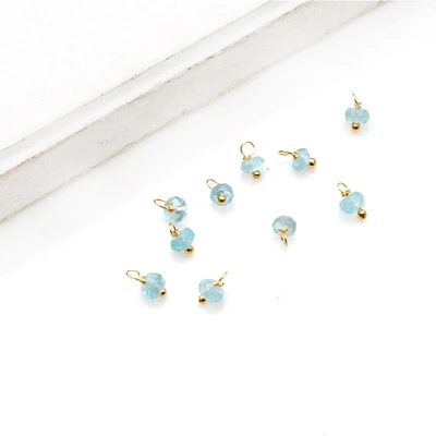 Raw Gemstone Charms, Round 6x4mm Natural Connector, Gold Plated Wire Wrapped, DIY Jewelry, 10pc Lot
