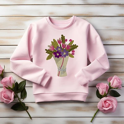 Embroidered Sweatshirt Vase with Flowers Mother's Day Sweater Gift Cute Comfy Pullover Present Unisex Hoodie Custom Crewneck