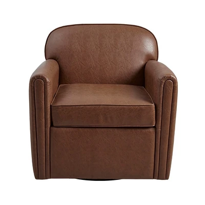 Gracie Mills   Avah Fully Upholstered Faux Leather 360 Degree Swivel Arm Chair - GRACE-14967