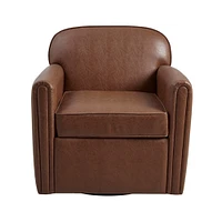 Gracie Mills   Avah Fully Upholstered Faux Leather 360 Degree Swivel Arm Chair - GRACE-14967