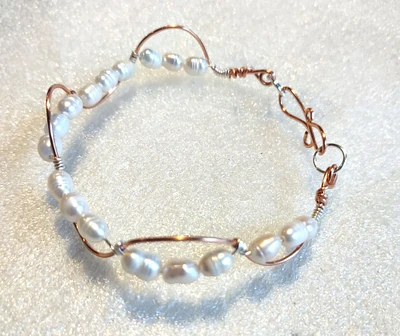 Freshwater Pearl Copper Bracelet - Bridal Party Gift