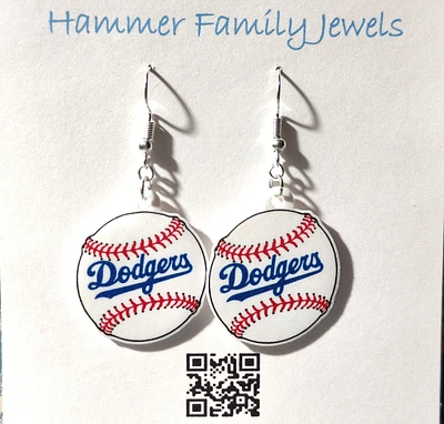 Dodgers Baseball Fan Art Earrings