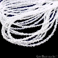 Herkimer Diamond Rondelle Beads, Natural Gemstone Strand, 3-4mm, 13 inch, GemMartUSA (DRDH-70002)