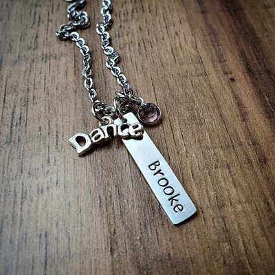 Hand Stamped Personalized Dance Necklace for Girls, Gift for a Dancer