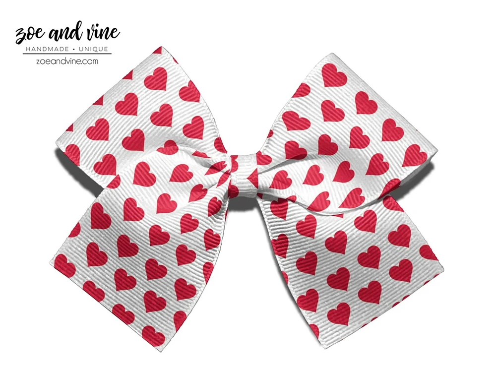 Heart Bow, Heart Headband, Valentine's Day Bow, Valentine's Cheer Bow, Heart Hair Bow, Cheer Bow, Valentine's Day Headband, Holiday Bow