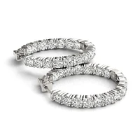 14k White Gold Two Sided Prong Set Diamond Hoop Earrings (3 1/2 cttw)