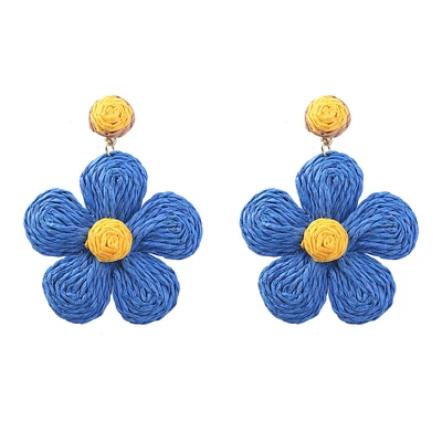 Raffia Colorblock Floral Earrings