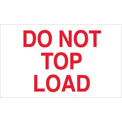 Tape Logic Labels, "Do Not Top Load", 3" x 5", Red/White, 500/Roll