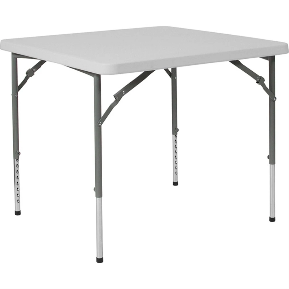 2.79-Foot Square Height Adjustable Granite White Plastic Folding Table