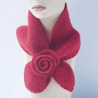 Hand Knit Flower Keyhole Scarf