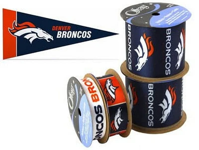 Broncos Ribbon, 4-pack of Ribbon & Mini Pennant, Offray Ribbon