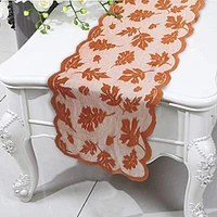 2 Pack Fall Table Runner Decorations, 13 X 72 Inch Thanksgiving Table Runner with Maple Leaves Lace, Thanksgiving Table Decorations for Festival Harvest Kitchen Dining Autumn Decor Parties Gatherings