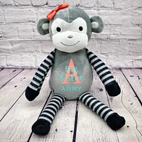 Personalized big sister gift Stuffed animal Birth announcement monkey sibling plush baby gift pregnancy keepsake, new mom