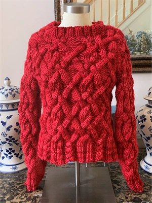 Chunky Cabled Pullover Hand-knitted