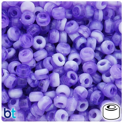 BeadTin Purple Marbled 9x6mm Barrel Plastic Pony Beads (300pcs)