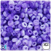 BeadTin Purple Marbled 9x6mm Barrel Plastic Pony Beads (300pcs)