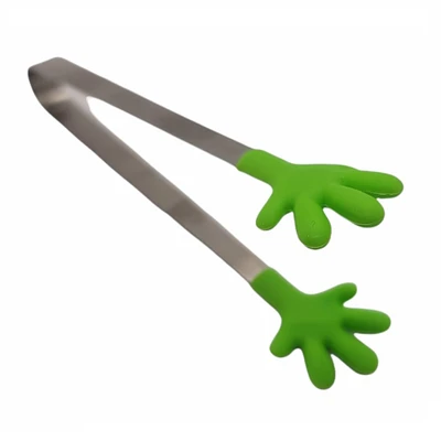 Handy Housewares 5" Long Stainless Steel Mini Tongs with Silicone Hand Shaped Tips