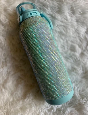 Made to Order - Light Blue AB Rhinestone Stainless Steel Water Bottle