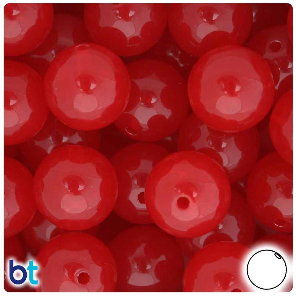 BeadTin Red Translucent 20mm Round Plastic Craft Beads (10pcs)