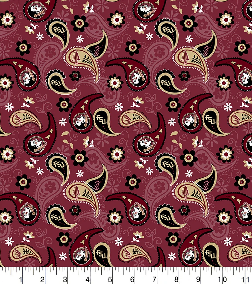 Sykel Enterprises-Florida State University Cotton Fabric-FSU Seminoles Paisley Cotton Quilting Fabric